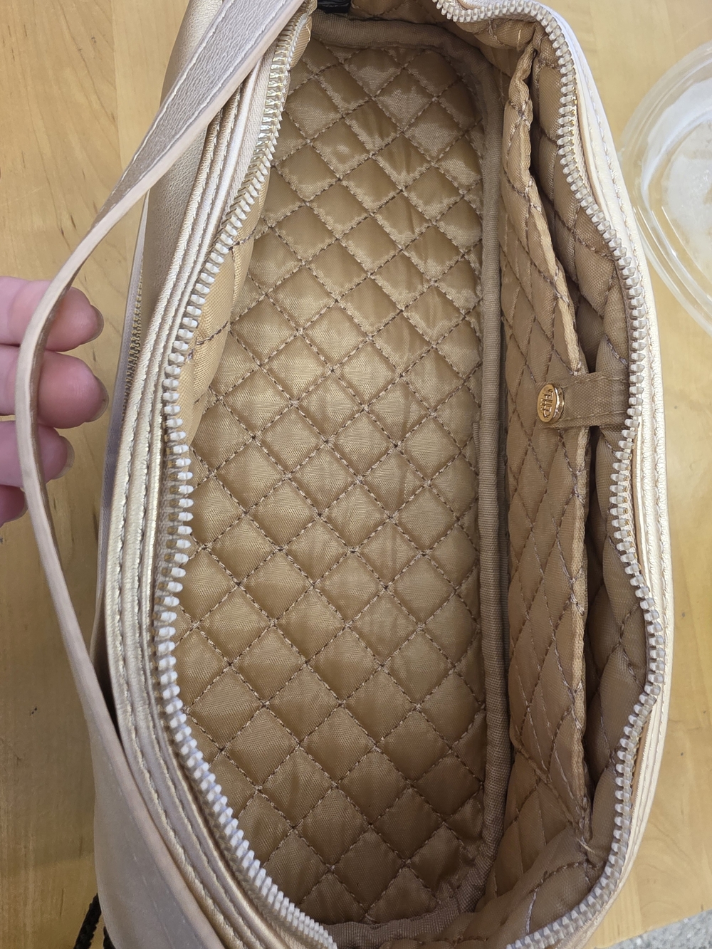 Quilted Metallic Gold Travel Cosmetic Bag - Picture 5 of 13